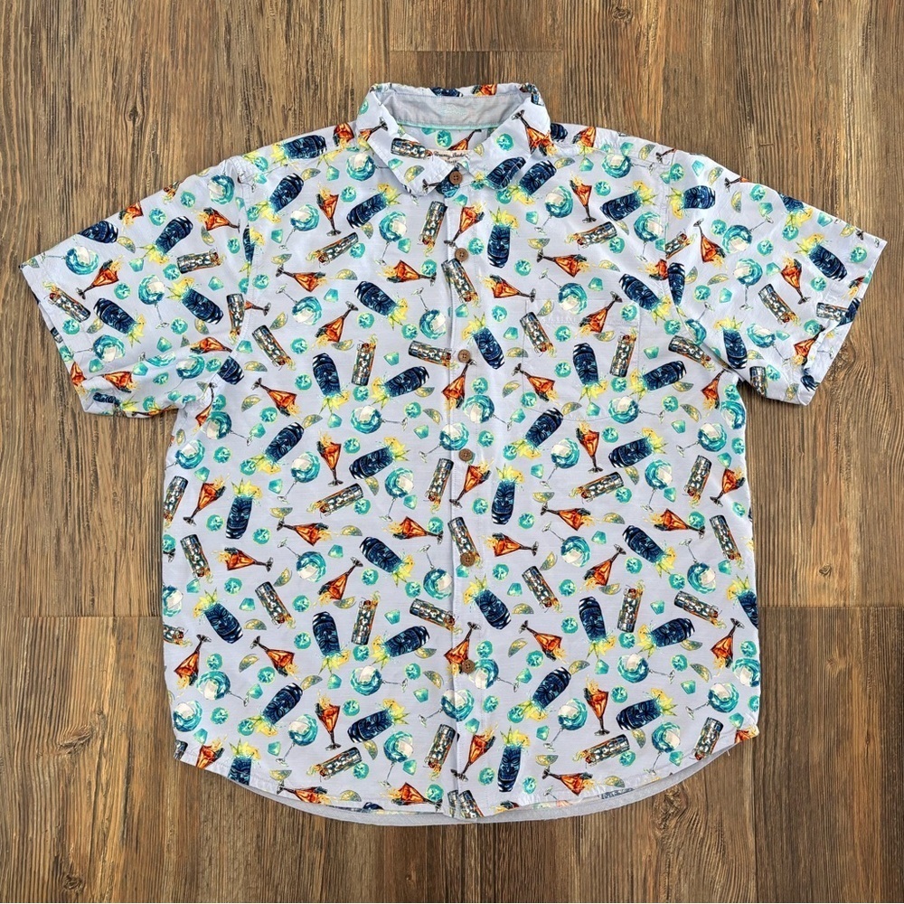 Tommy Bahama Veracruz Cay Chilled Spilled S/S Camp Shirt Mens XL Fresh Air Blue